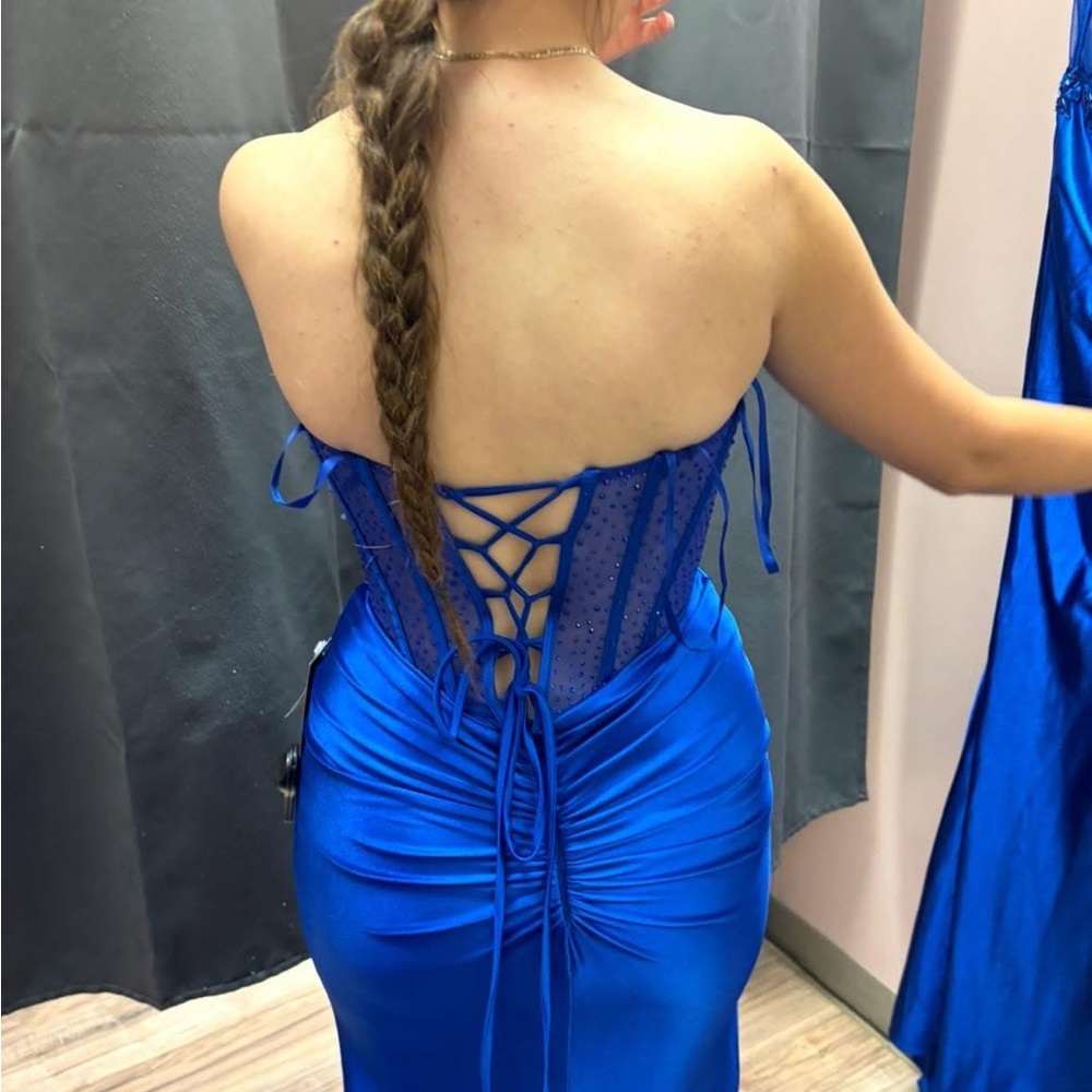 Elegant Blue Corset Back Dress